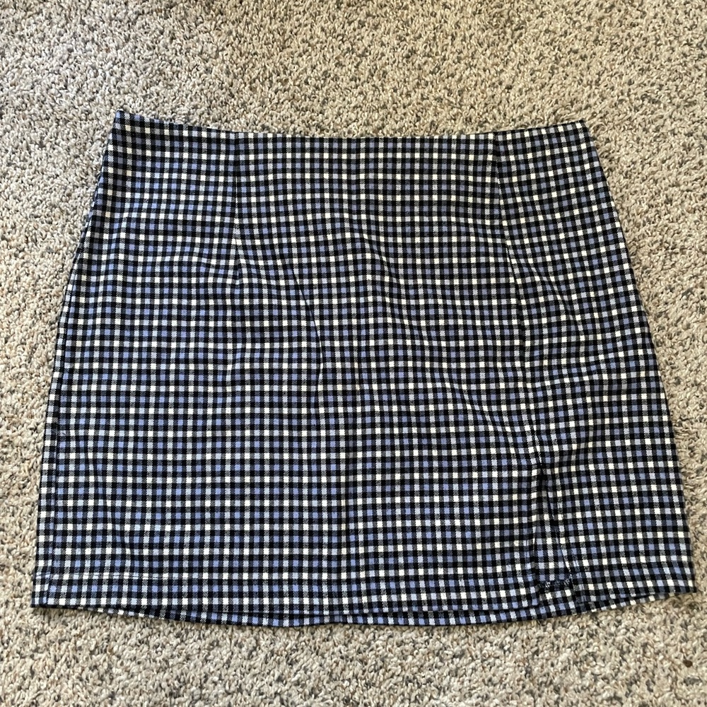 Wild Fable Navy and White Checkered/Plaid Short Pencil Skirt